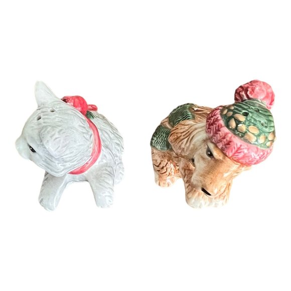 Fitz and Floyd Christmas Dog Cat Salt and Pepper Set - Picture 5 of 7